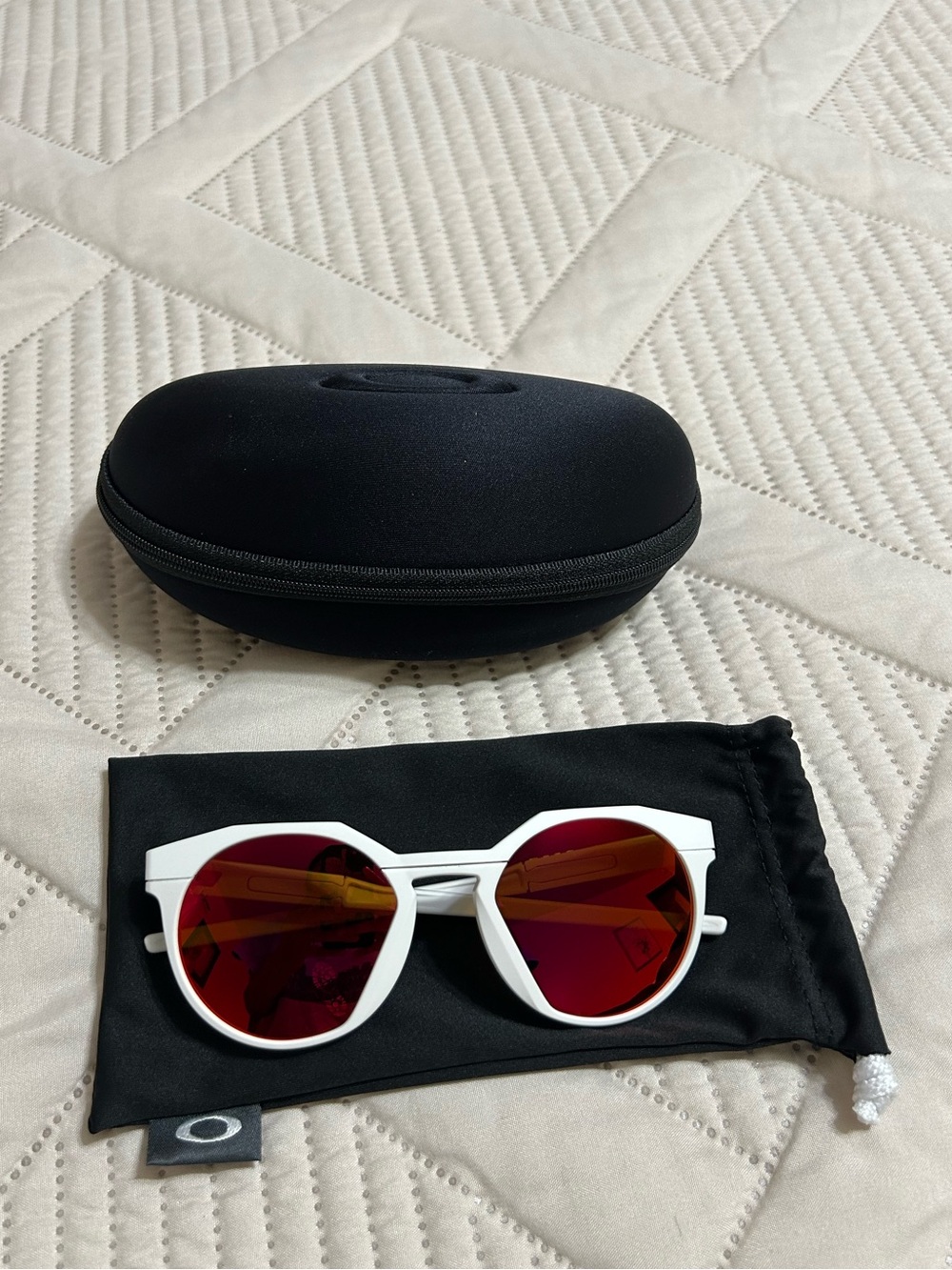 Custom HSTN Oakley White Frame Sunglasses with Polarized lenses